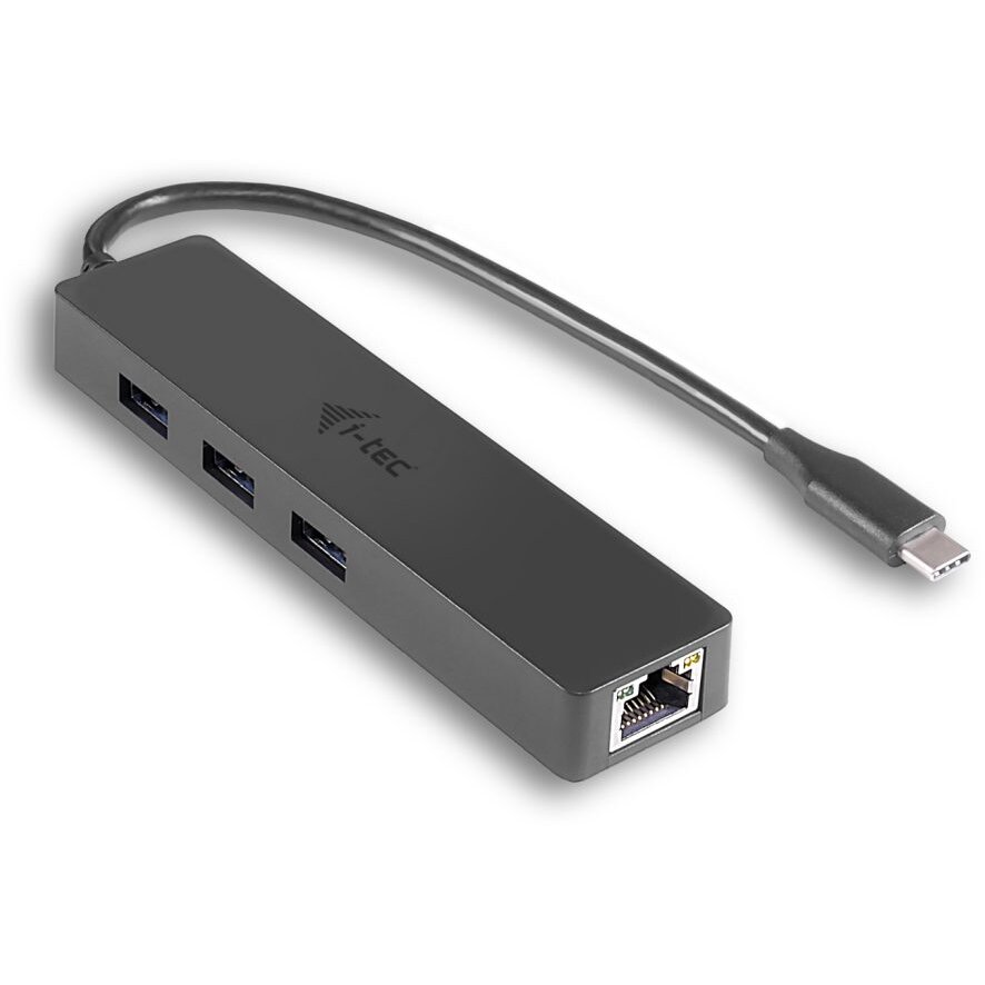 Hub Extern C31GL3SLIM 3 Porturi USB 3.0 1 Port RJ45 Cablu USB-C Negru
