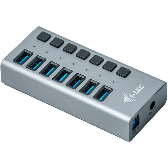 Hub USB U3CHARGEHUB7 7 Porturi USB 3.0 + Adaptor de Alimentare 36W Argintiu