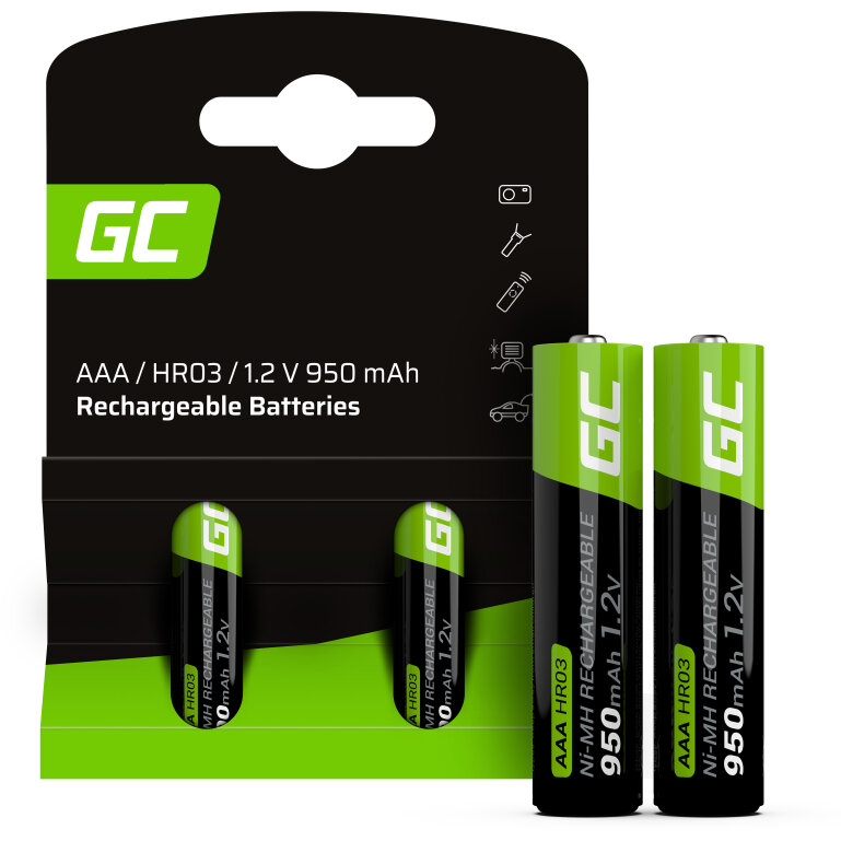 Set Acumulatori Reincarcabili GR07 2x AAA HR03 950mAh Negru/Verde