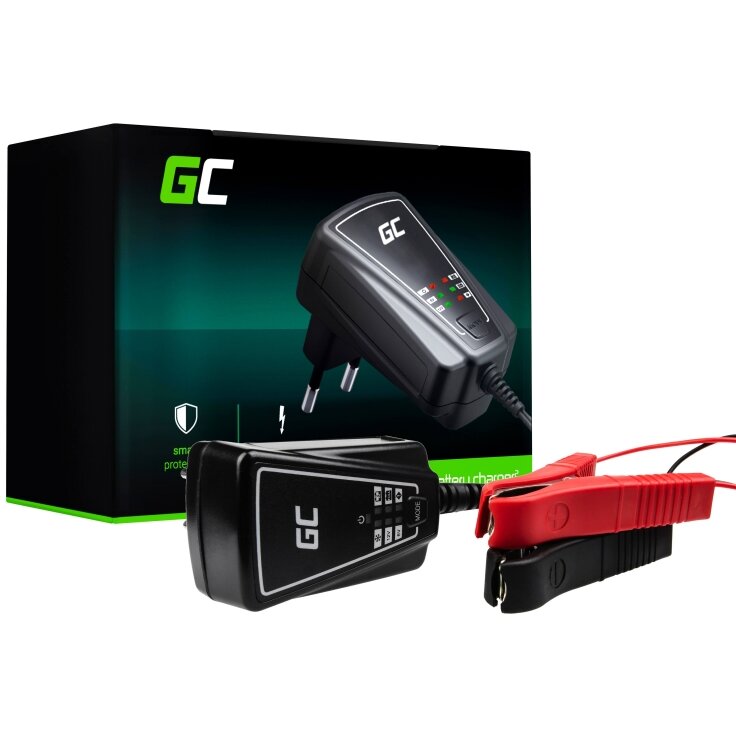 Incarcator Universal Green Cell ACAGM06 pentru Acumulatori Motocicleta/Scooter 6V / 12V (1A) Negru