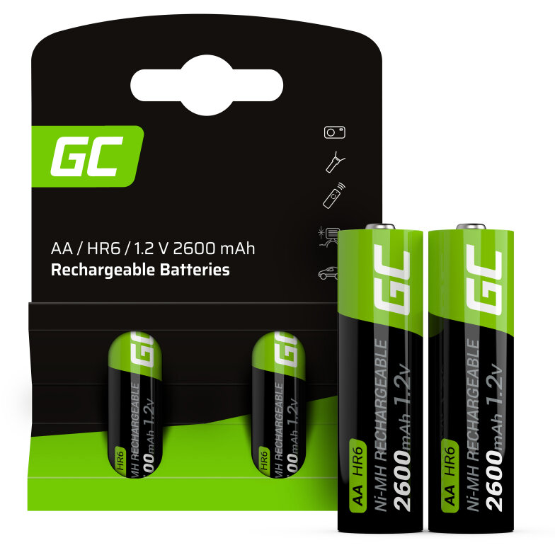 Set Acumulatori Reincarcabili GR05 2x AA HR6 2600mAh Negru/Verde