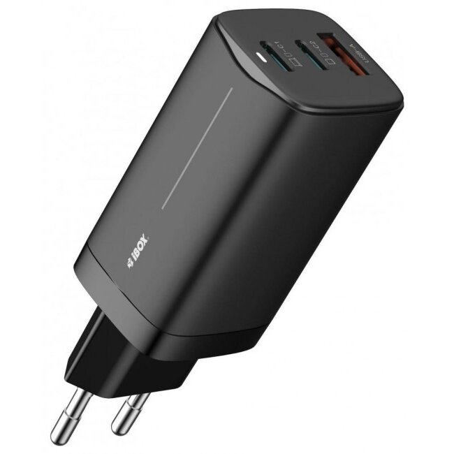 Incarcator ILUC65B   GaN 65W PD3.0 QC4.0+ Samsung Adaptive Fast Charge 2x USB-C 1x USB-A USB-C Cablu 1.5m Negru