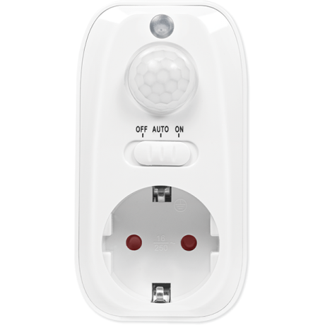 Adaptor Priza Logilink PA0248 Schuko x 1 cu Senzor Mișcare PIR Detector Zi/Noapte IP20 230 V/16A 50Hz Alb