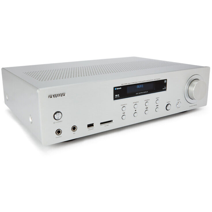 Amplificator 120W RMS Stereo Bluetooth Argintiu