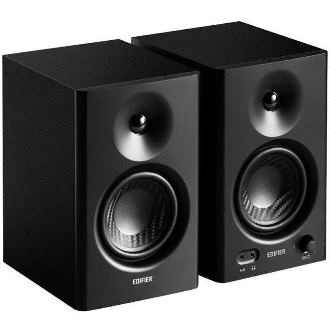 Boxe 2.0 Rms 42W (2 x 21W) Studio Monitor Volum Bass Treble Intrare Jack 6.35 TRS Balanced RCA Iesire Casti Negru