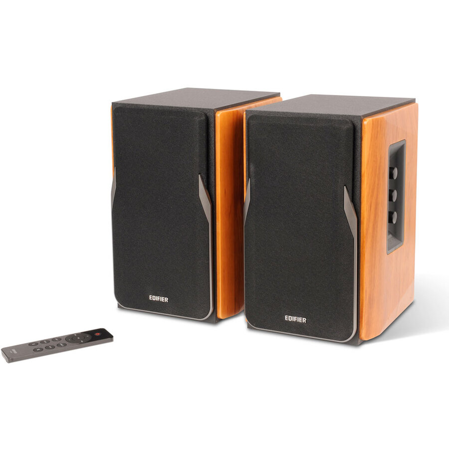 Boxe 2.0 RMS 42W (2 x 21W) Bluetooth Telecomanda Wireless Volum Bass Optical Maro/Negru