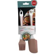 Set Pensula Si Spatula Din Silicon Maner Din Plastic Roz