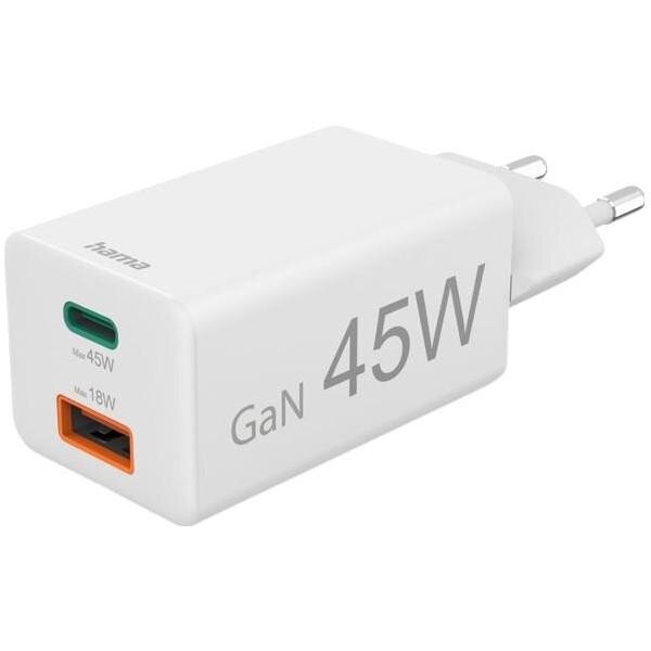 Incarcator Retea PD/QC 1x USB-C 1x USB-A 45W  Alb