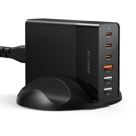 Incarcator Retea BW-S25 75W 3x USB + 3x USB-C Negru