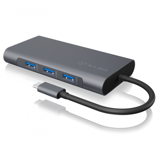 Docking Station Icy  IB-DK4040-CPD USB Type-C  USB 3.0 HDMI   RJ-45 Audio Combo Card Reader Gri