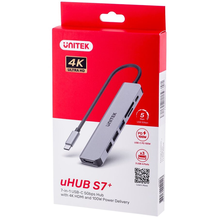 Hub USB USB-C H1118A  USB-A x3  USB-C HDMI SD  microSD Gri