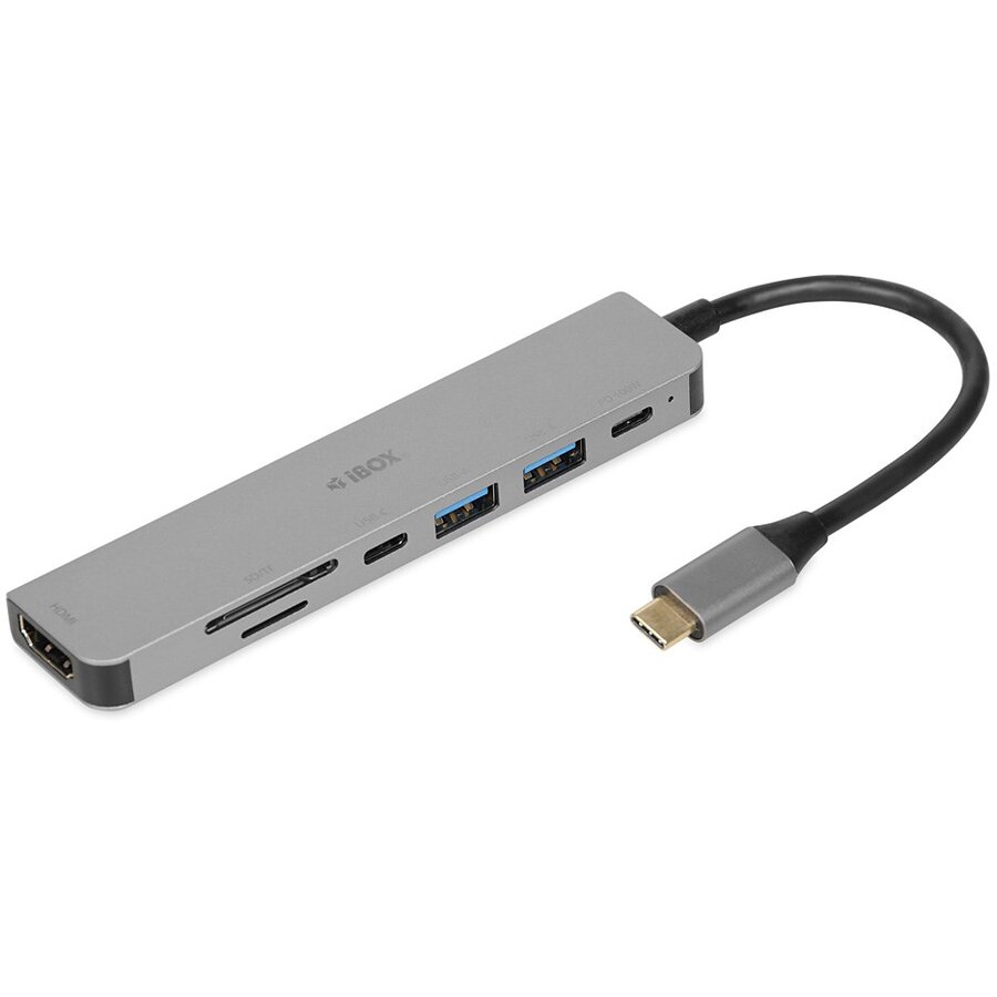 Hub USB IUH3SL4K USB 3.2 Gen 1  Type-C 100W  HDMI SDGri