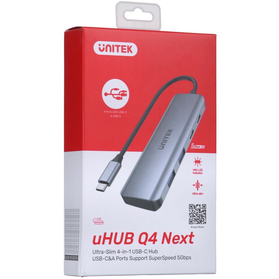Hub USB H1107Q USB-A x2  USB-C x2 5Gbit/s 0.15m Gri