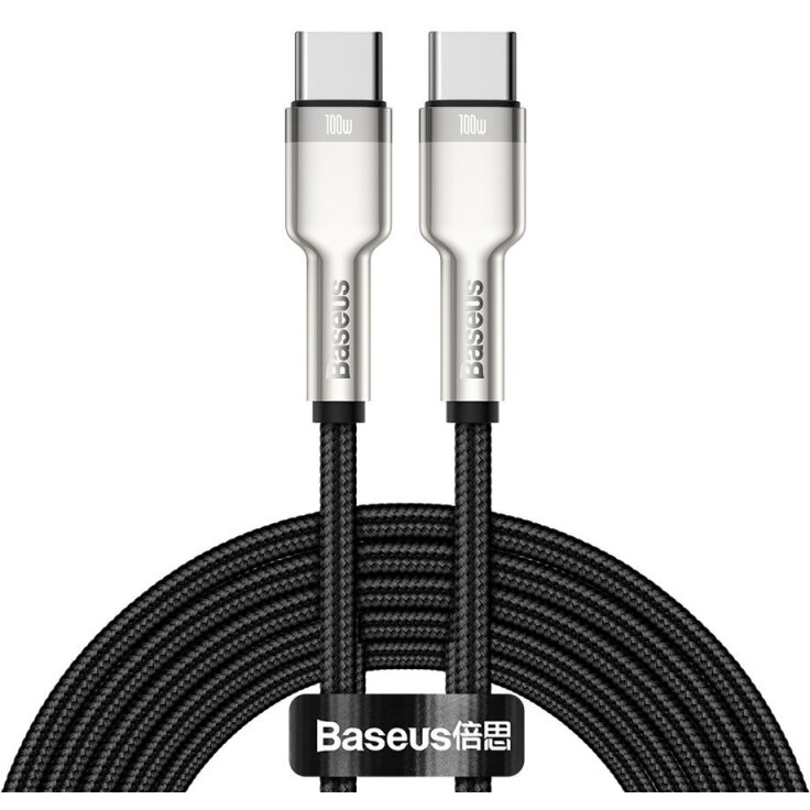 Cablu Date/Incarcare Cafule Metal Fast Charging USB Type-C La USB Type-C 100W Braided 2m Negru
