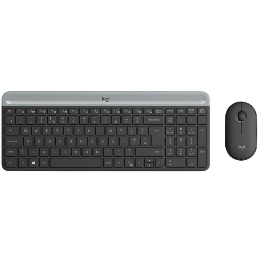 Kit Tastatura si Mouse MK470 Slim Wireless Combo Layout CZE / SKY Negru/Gri