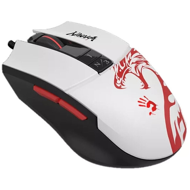 Mouse Gaming L65 Max Bloody Naraka cu Fir 12000DPI Alb/Negru