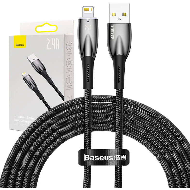 Cablu Date USB  Lightning   2.4A   2m  Negru