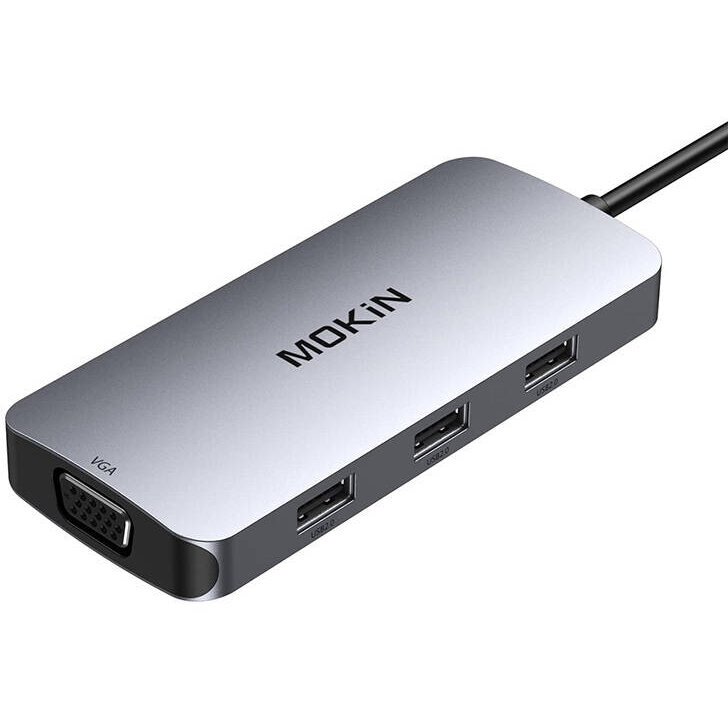 Hub Extern 7in1 USB-C la 2x HDMI + 3x USB 2.0 + DP + VGA Argintiu