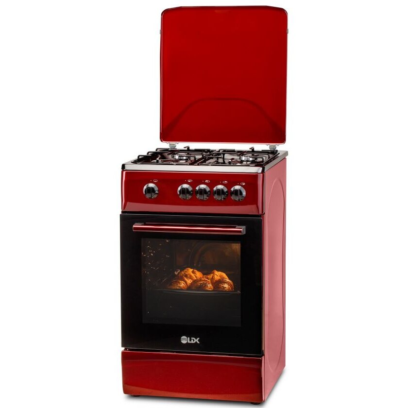 Aragaz 5060 Grai Bordo RMV NG 4 Arzatoare Capac Metalic Siguranta 50 x 60cm Rosu Inchis