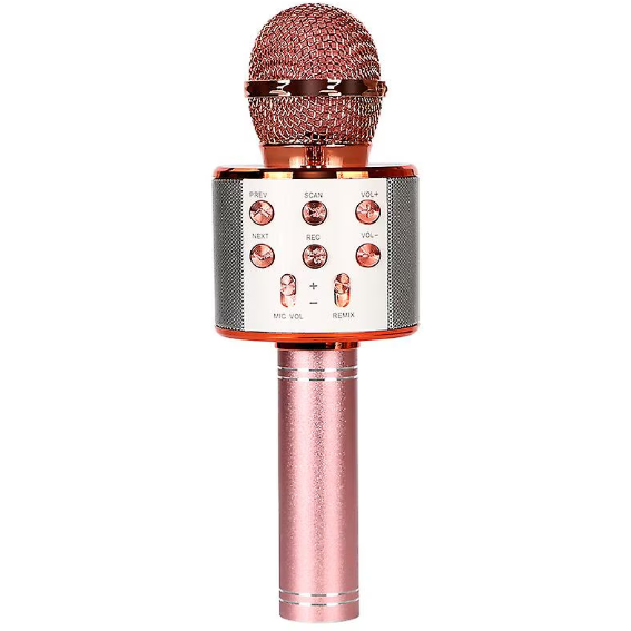 Microfon Copii Wireless 5W Bluetooth Boxa Incorporata Usb Card Microsd 115Db Roz