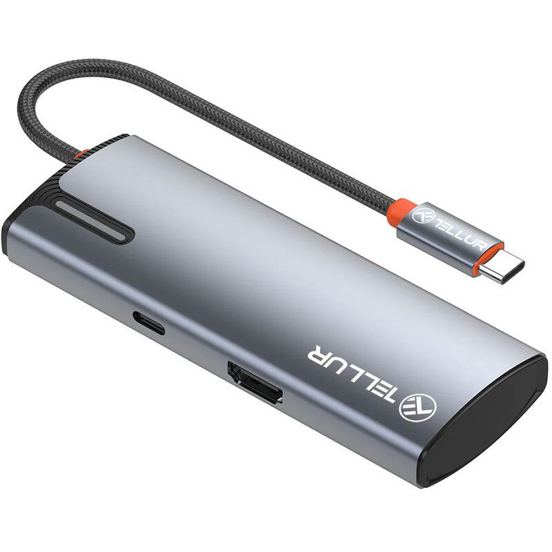 Hub Extern TLL321061 USB-C la 1xPD 3.0 100W 1xHDMI 4K 3xUSB 3.0 Gri