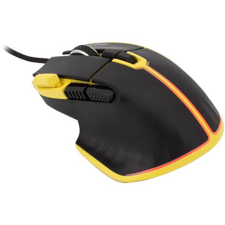 Mouse Gaming GM-9006 MARROK RGB cu Fir 12000DPI Negru/Galben