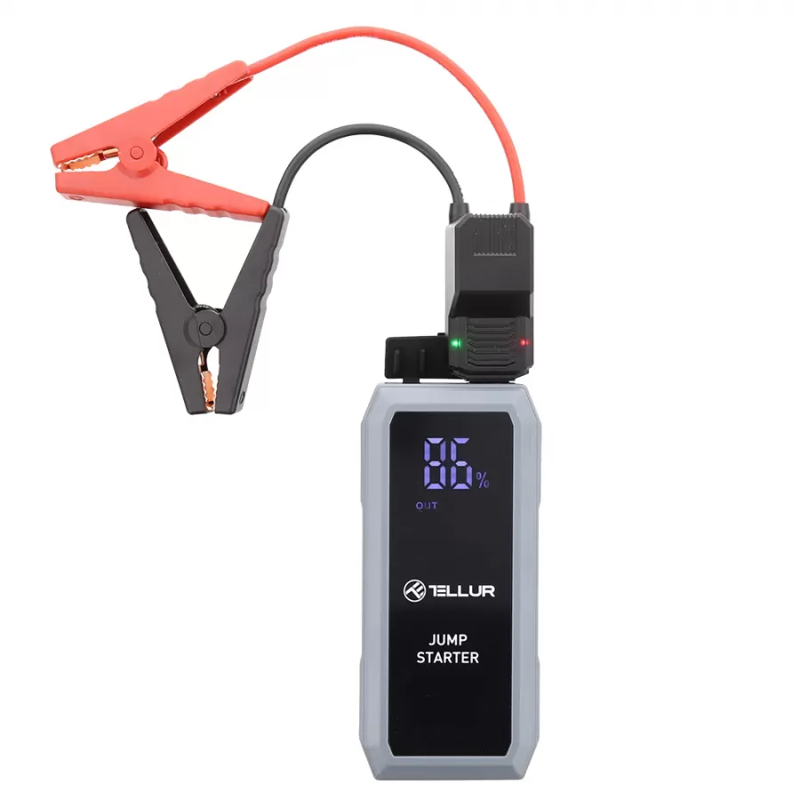 Starter Auto Portabil Tellur TLL158431 12V 1500A Baterie Externă 16800mAh Lanterna Gri — imaginea 3