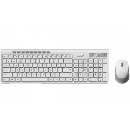 Kit Tastatura si Mouse Wireless 104 Taste (Multimedia) 1200dpi 3 Butoane BT5.3 + 2.4G USB Alb