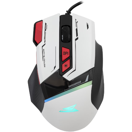 Mouse Gaming BGM-042 MANTA cu Fir 12800DPI Alb/Negru