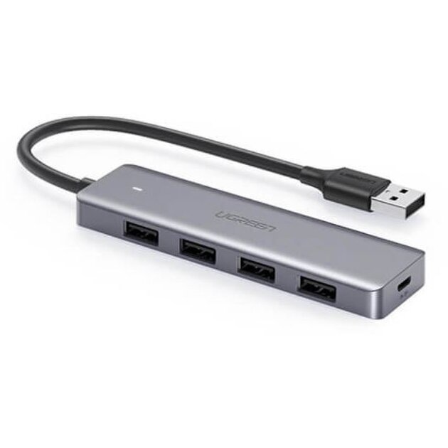 Hub Extern Porturi USB 3.2 x 4 Material ABS Port Micro USB 5V Lungime 15Cm LED Gri