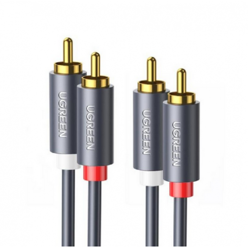 Cablu Audio Ugreen 2 x RCA (T) La 2 x RCA (T) 1.5M Conectori Auriti Negru