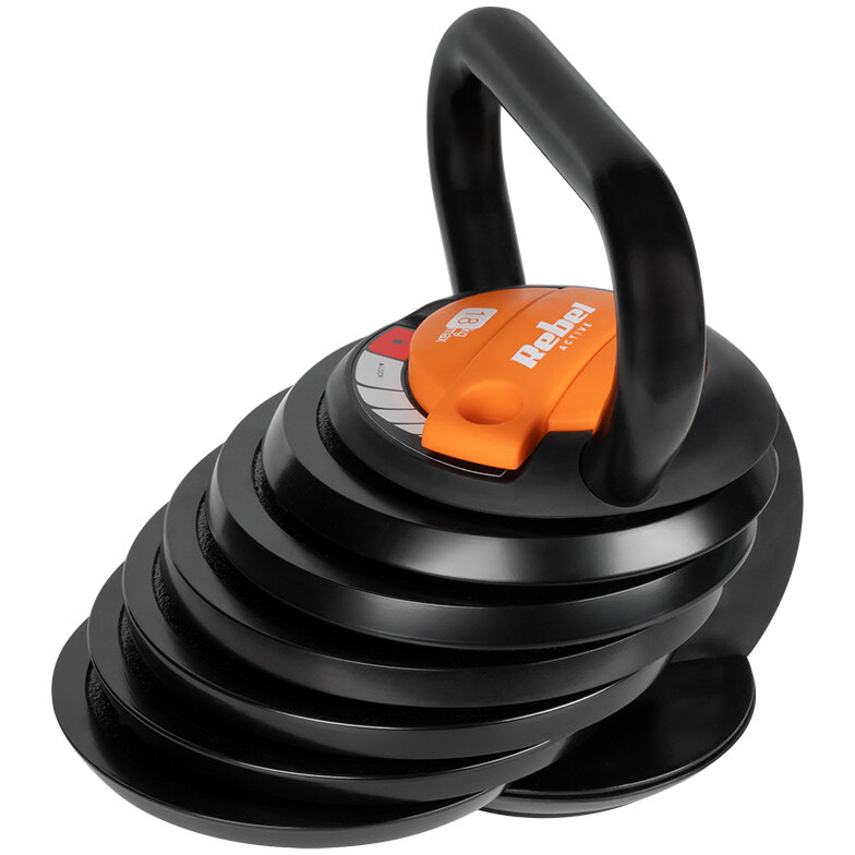 Kettlebell Rebel ACTIVE Ajustabil 6x Talere 3.5-18kg Fonta Negru — imaginea 3