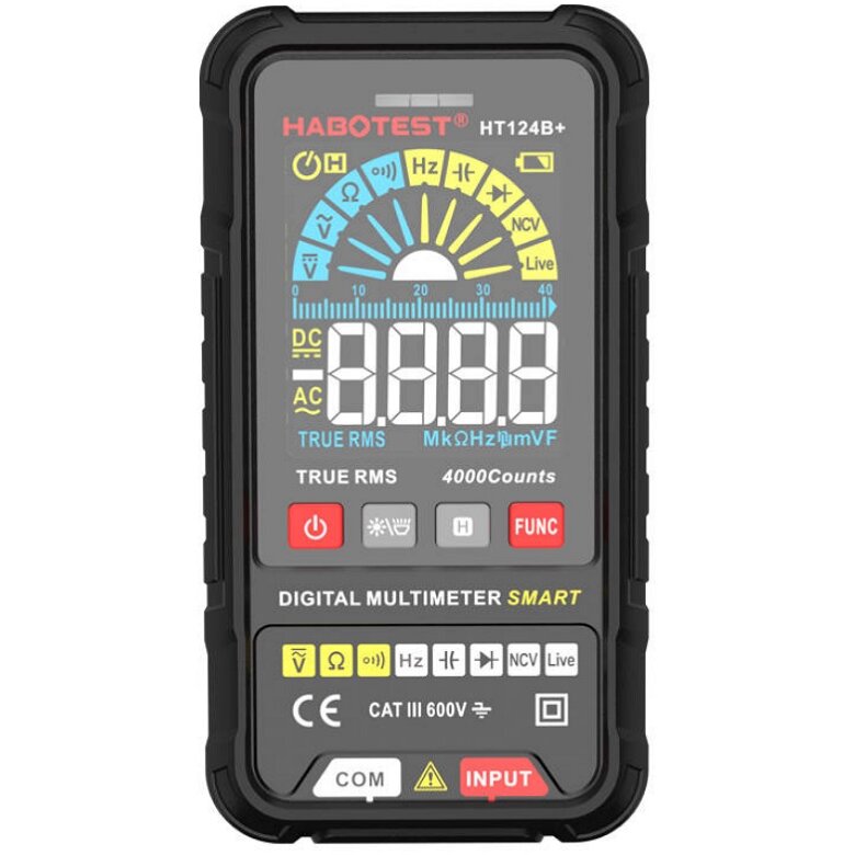 Aparat De Măsură Habotest HT124B+ Digital Multimetru Universal Tensiune DC/AC Diode Capacități Frecvente Rezistente True RMS Live Test NCV Lanterna Negru