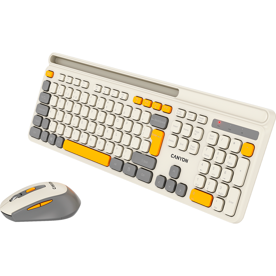 Kit Tastatura si Mouse CNS-HSETW5BG Wireless Combo Layout EN Gri/Bej