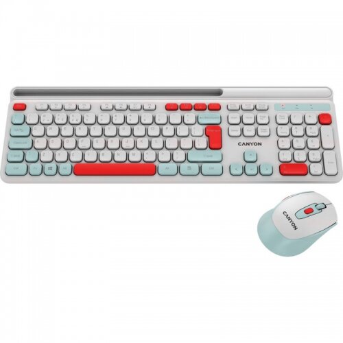 Kit Tastatura si Mouse CNS-HSETW5WT Wireless Combo Alb/Rosu