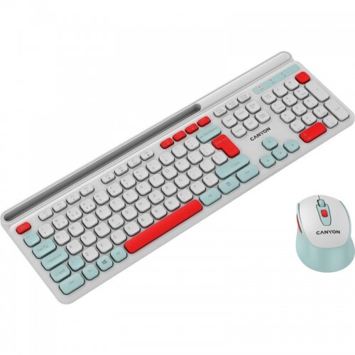 Kit Tastatura și Mouse Canyon CNS-HSETW5WT Wireless Combo Alb/Rosu — imaginea 2