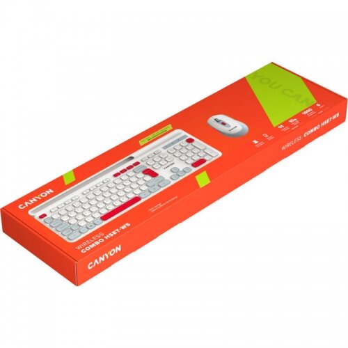 Kit Tastatura și Mouse Canyon CNS-HSETW5WT Wireless Combo Alb/Rosu — imaginea 3