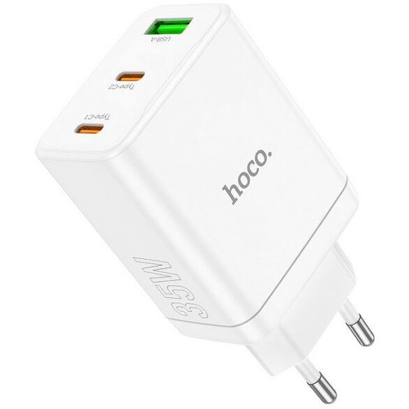 Incarcator Rețea Hoco N33 35W 3A 1x USB-A 2x USB-C Alb