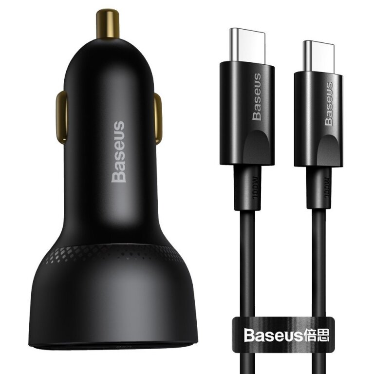 Incarcator Auto Superme USB USB-C 100W + USB-C Negru