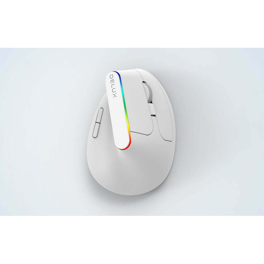 Mouse Vertical M618C Wireless 2.4Ghz 1600DPI RGB Alb