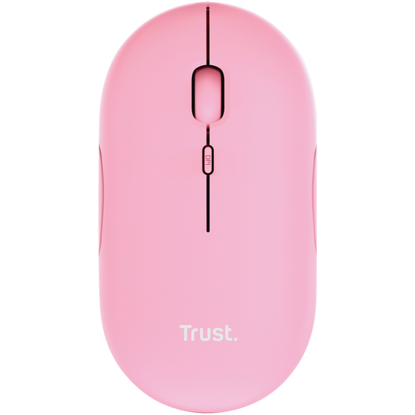 Mouse Wireless PUCK Bluetooth Wi-Fi 2.4Ghz 1600DPI Roz