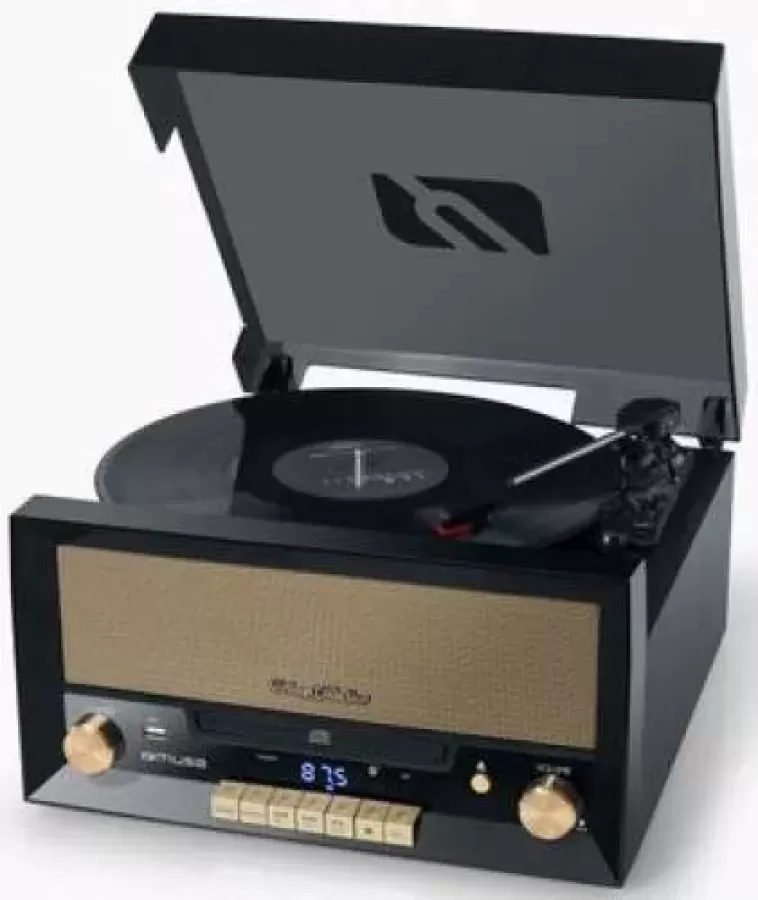 Pick-Up MUSE Retro MT-110 B Radio FM Bluetooth CD USB 20W Negru