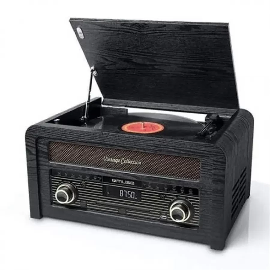Pick-Up Stereo Muse MT-115 W Micro System CD 20W Bluetooth RCA Negru