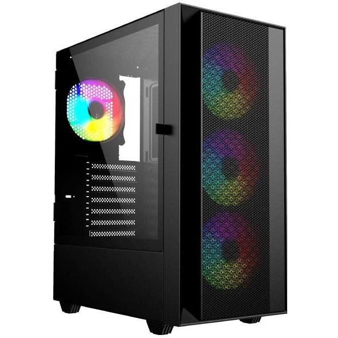 Carcasa Gembird Fornax 4000, iluminare aRGB, Middle Tower, Fara sursa (Negru) - imagine 2