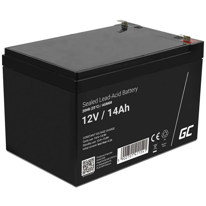 Baterie Reincarcabila AGM 12V 14Ah Fara Mentenanta pentru UPS ALARM Negru