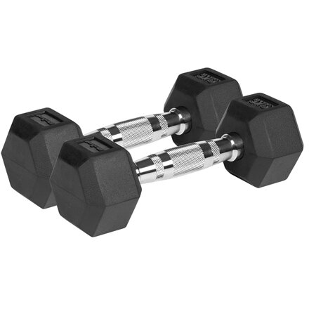 Gantere Dumbbell Rebel ACTIV Hex Fonta Cauciucată 2x3kg Negru