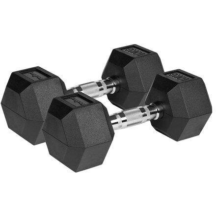 Gantere Dumbbell Rebel ACTI Fonta Cauciucată Set 2 x 10kg Negru