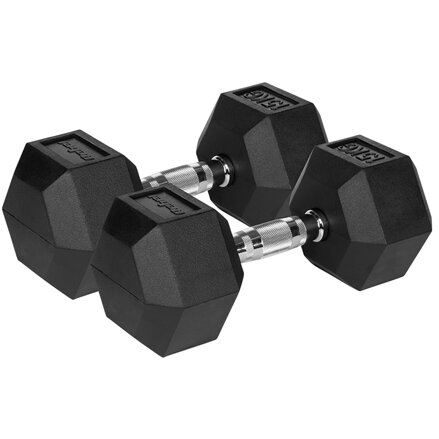 Gantere Dumbbell Rebel ACTI Hex Fonta Cauciucată 2x15kg Negru