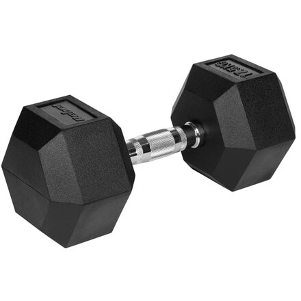 Gantera Dumbbell Rebel ACTI Hex Fonta Cauciucată 17.5kg Negru