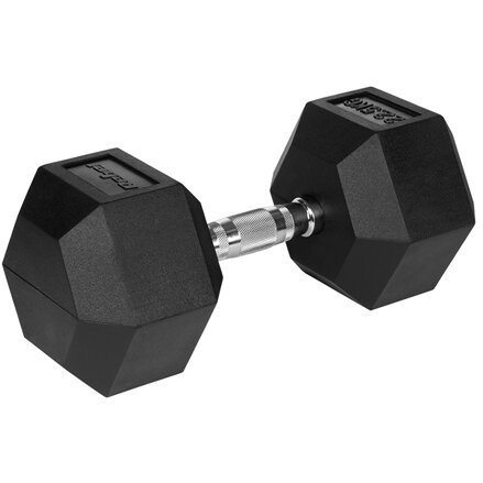 Gantera Dumbbell Rebel ACTI Hex Fonta Cauciucată 22.5kg Negru